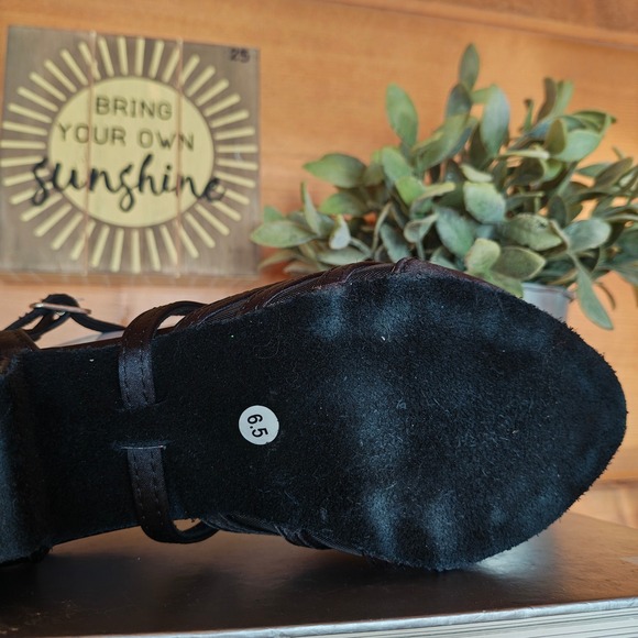HXYOO Black Ballroom Dance Shoes Social Beginner Salsa Latin Closed Toe Size 6.5 - Picture 10 of 11